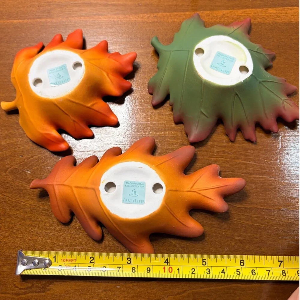PartyLite Autumn Leaves Tealight Candle Holders Set of 3 Fall Thanksgiving Decor - Picture 8 of 10